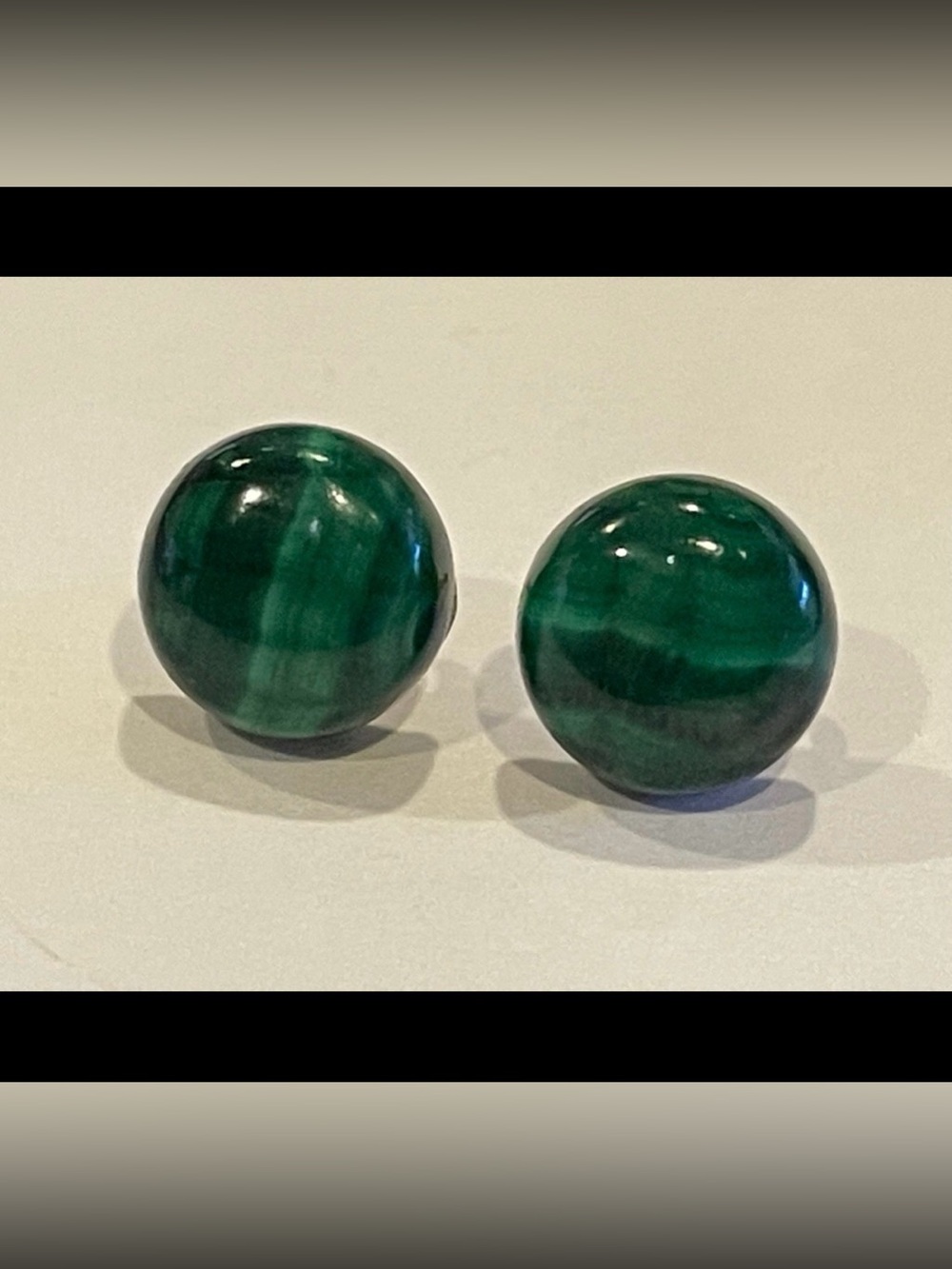 Malachite Pierced Stud Stone Earrings #9927